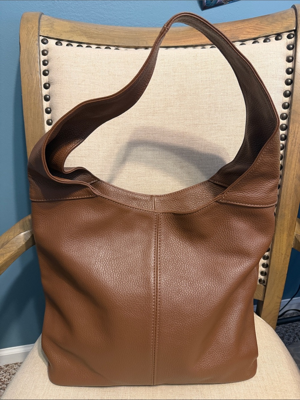 LaGaksta Hobo Shoulder Bag in Brown Pebbled Italian Leather